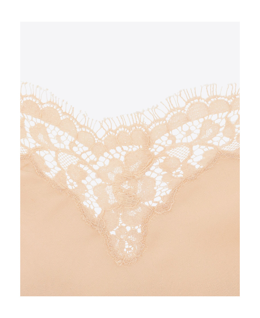 Saint Laurent Lace-trim Camisole Top In Nude