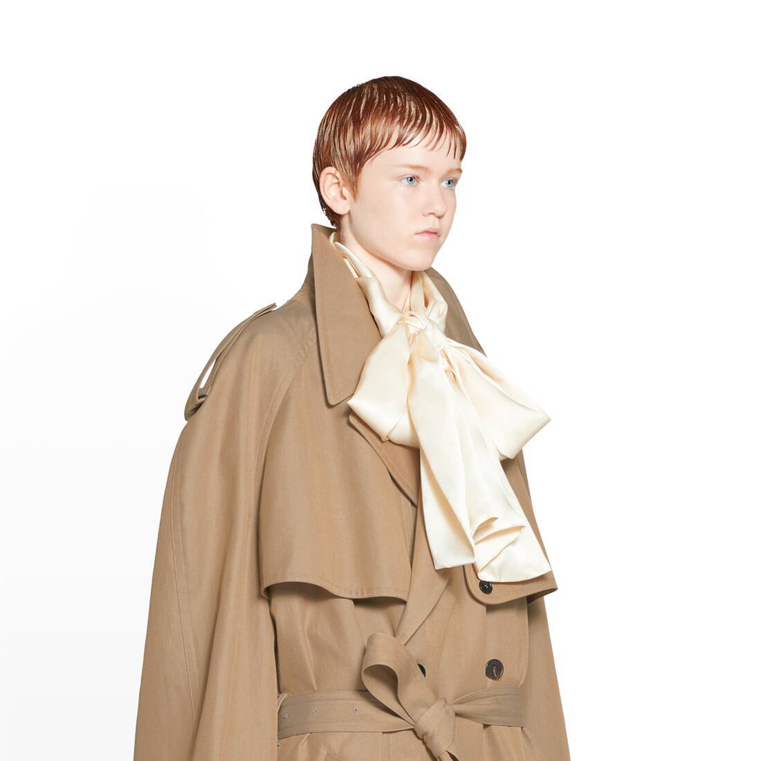 Balenciaga Oversized Belted Trench Coat In Brown
