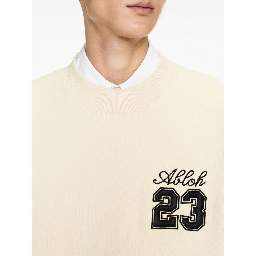 Off-white Skate-fit Brushed Cotton 23 Crewneck Sweatshirt In Beige