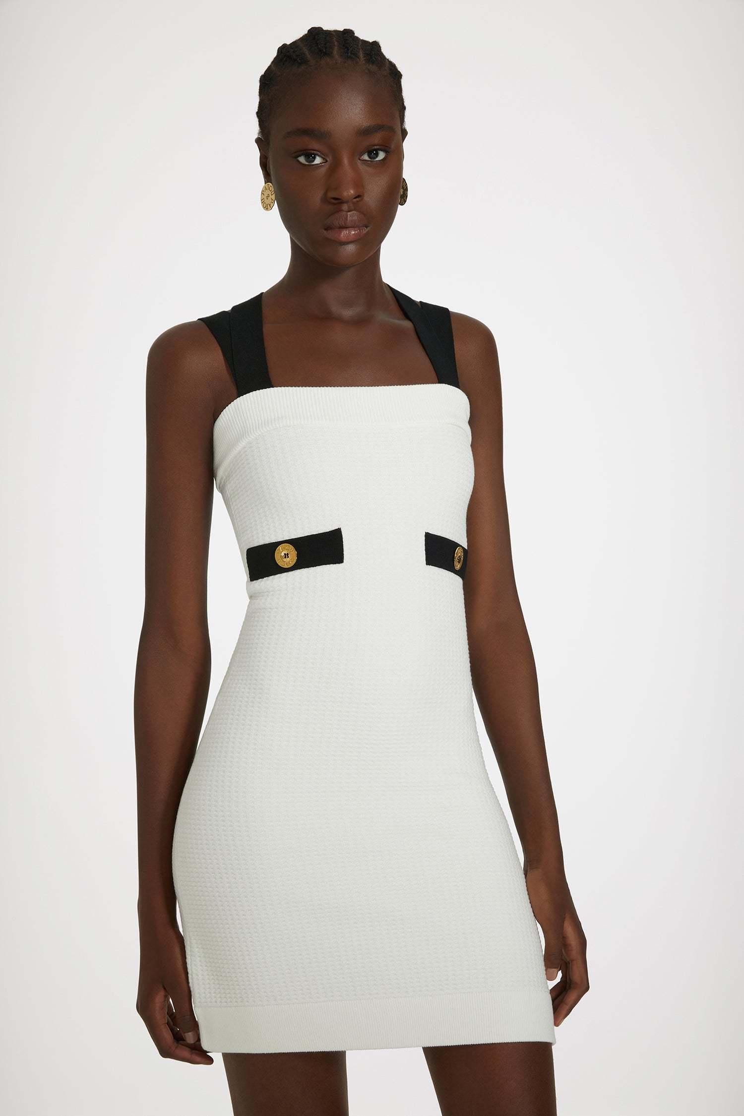 Patou Crossed Straps Mini Dress In White