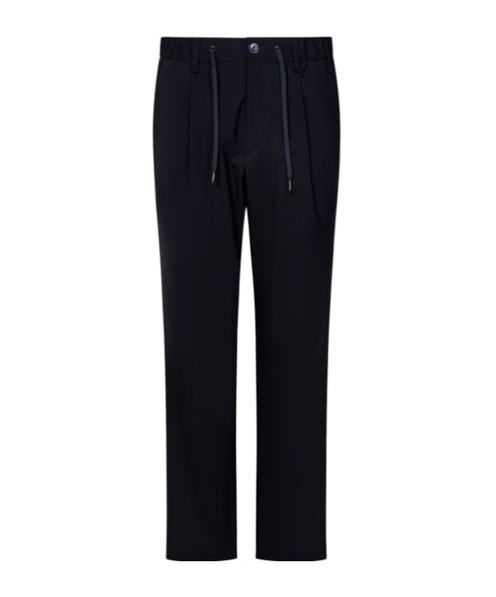 Herno Tailored Trousers With Drawstring Waist And Logo Plaque In Black