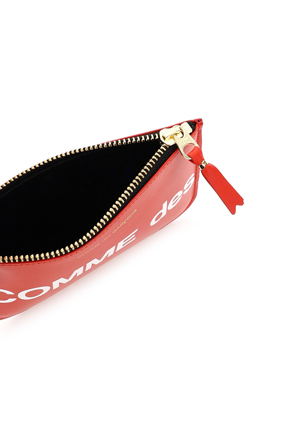 Comme Des Garçons Logo Print Zipper Purse In Red