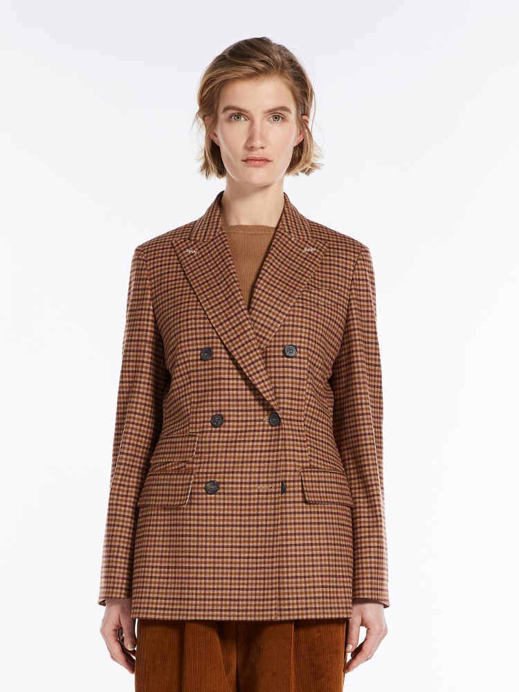 Max Mara Wool Cashmere Suit Jacket In Brown