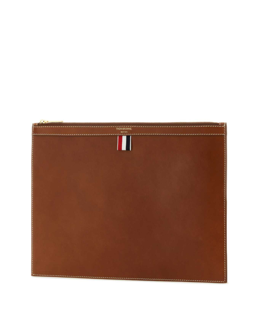 Thom Browne Brown Leather Document Case In Brown