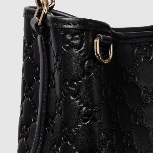 Gucci Gg Emblem Small Leather Bucket Bag