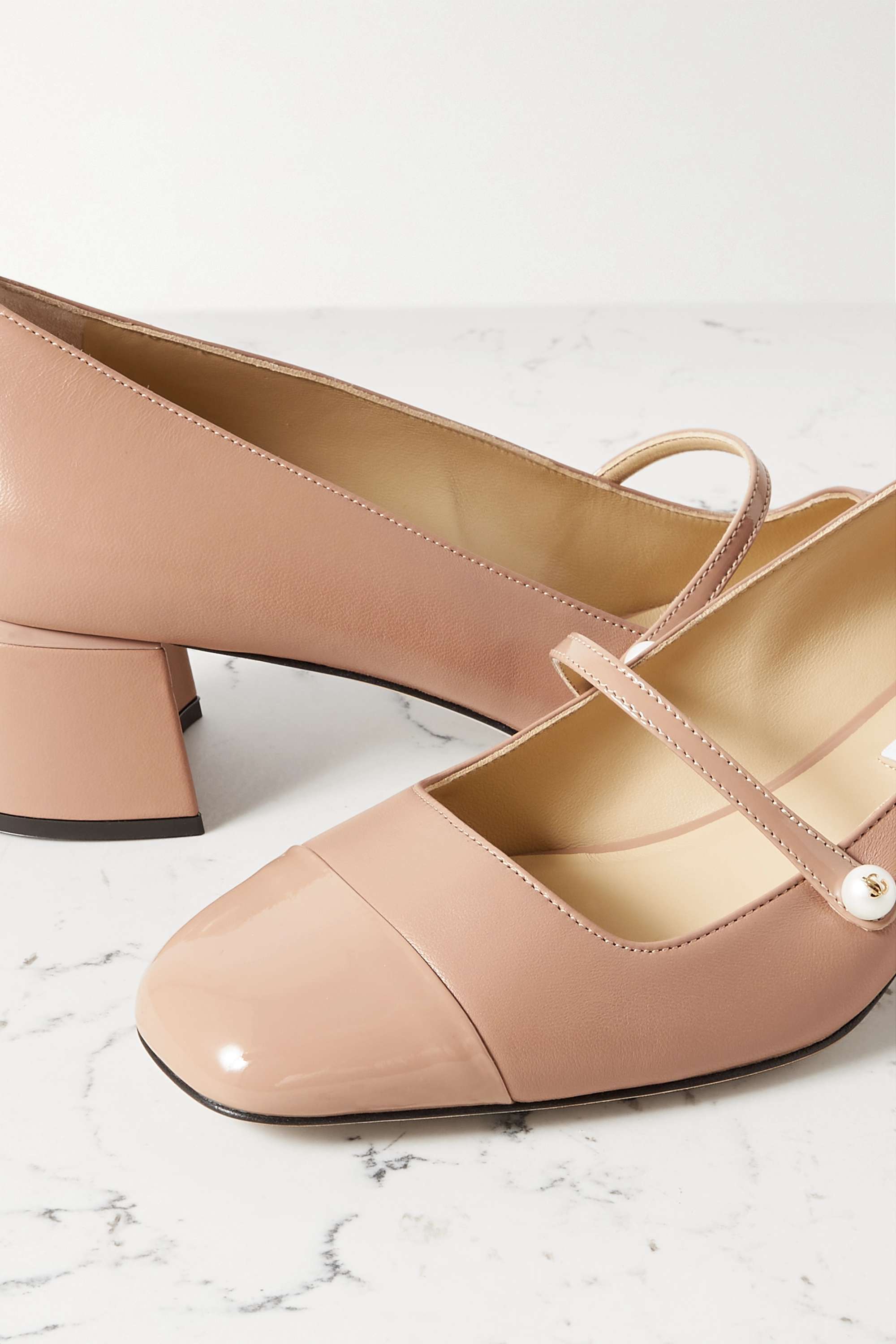 Jimmy Choo Elisa 45 Square-toe Pumps In Nude