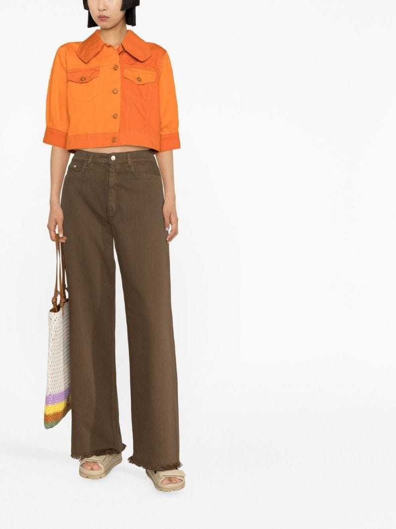 Ganni Cropped Short-sleeve Jacket In Orange