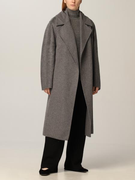 Max Mara Lapel Coat In Gray