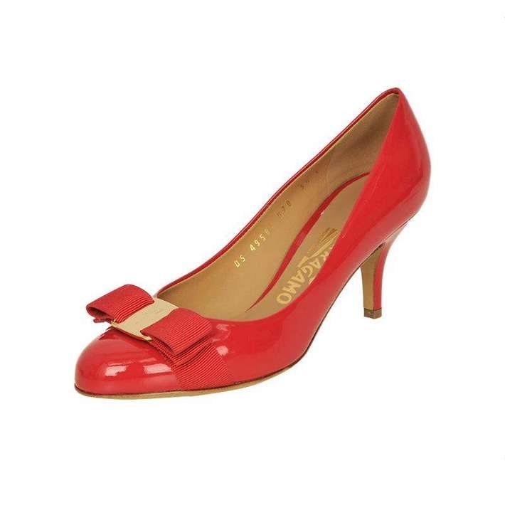 Ferragamo Carla 75mm Leather Pumps In Red