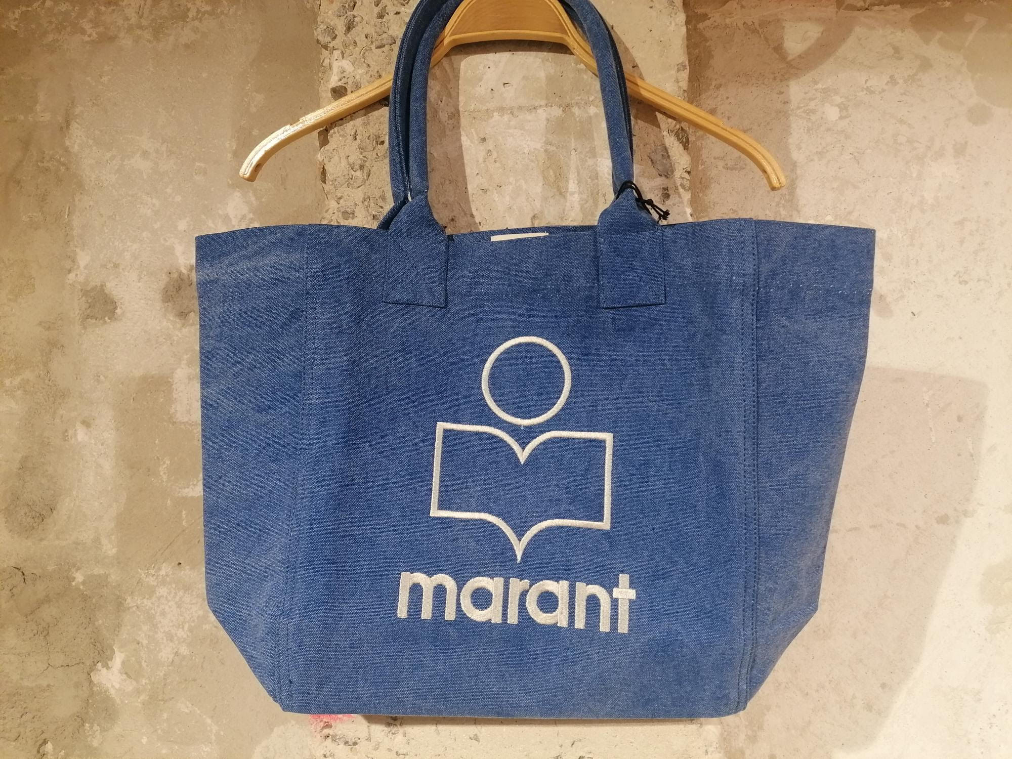 Shop Isabel Marant Logo-embroidered Denim Tote Bag In Blue