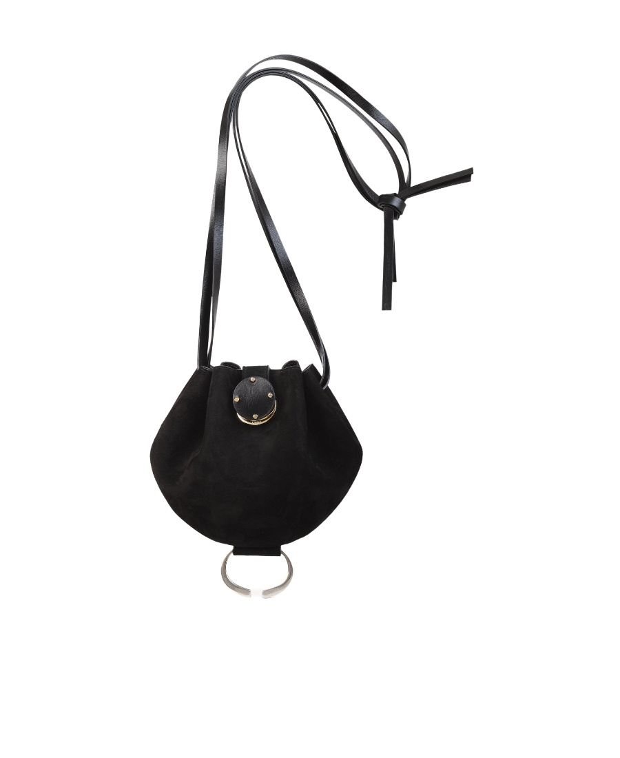 Shop Chloé Drawstring Suede Crossbody Bag In Black