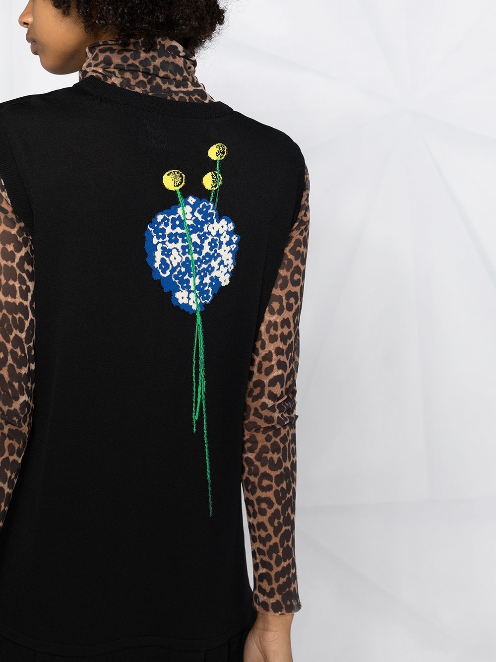 Moschino Inlaid Knitted Floral Dress In Black