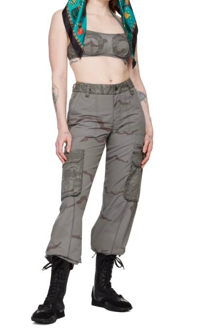 Marine Serre Regenerated Camouflage-print Bustier Top In Gray