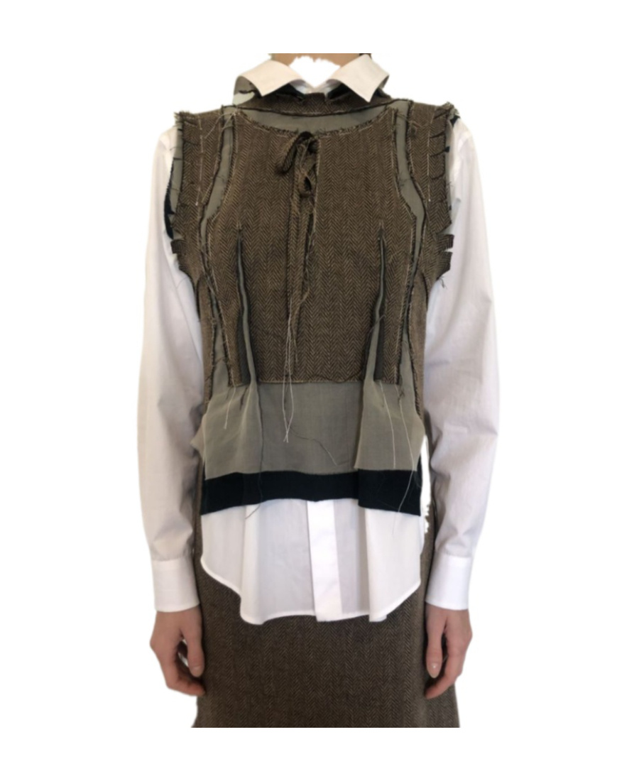 Maison Margiela Hand Stitched Vest In Black