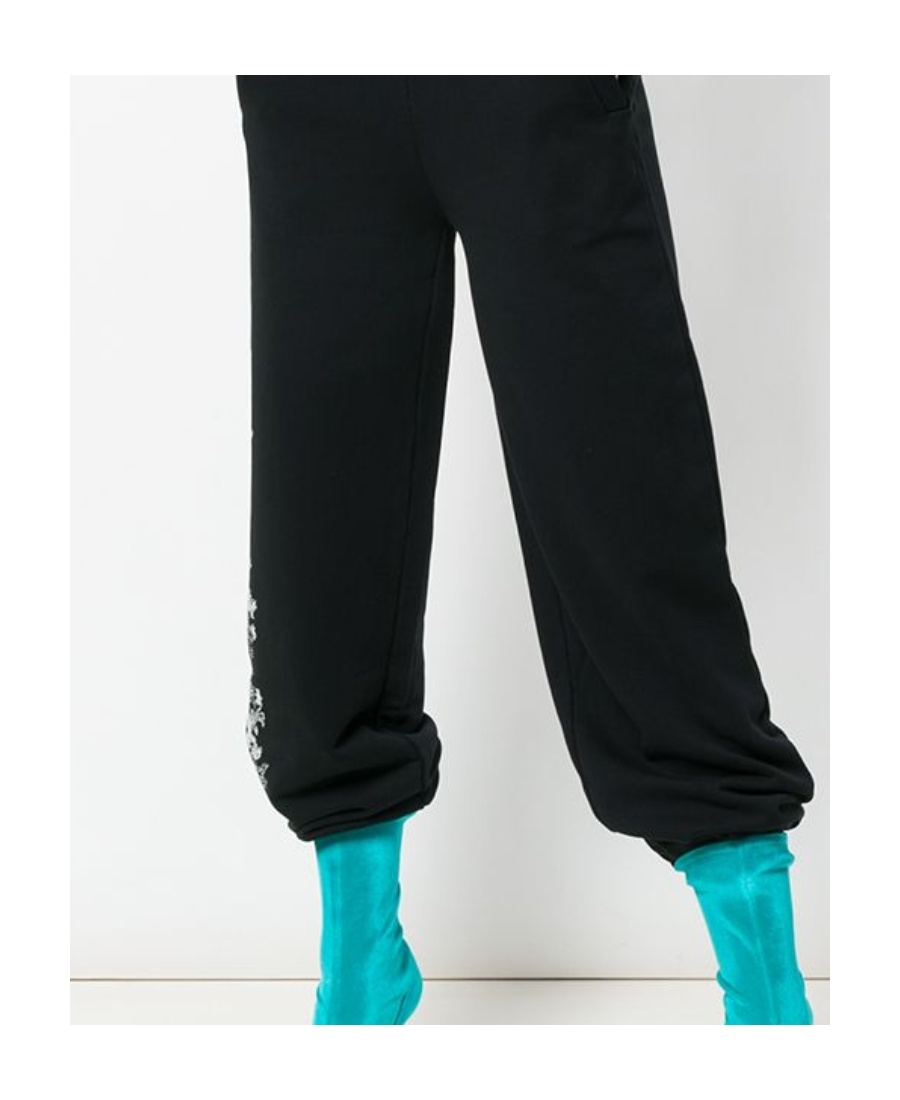 Off-white Side Printed Wide-legged Sports Pants In Black