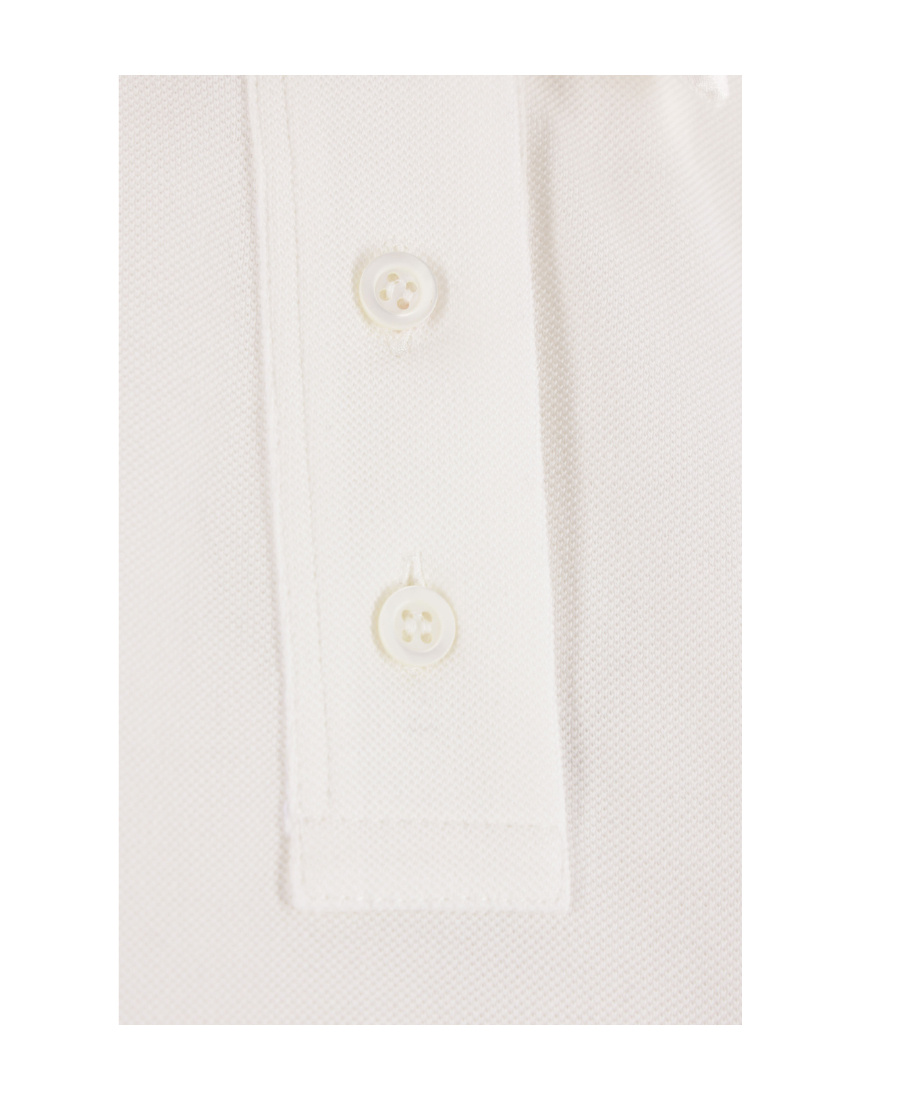 Brunello Cucinelli Piquet Polo Shirt With Monili In White