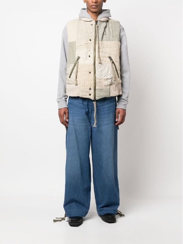 Greg Lauren Wide Leg Denim Jeans In Blue