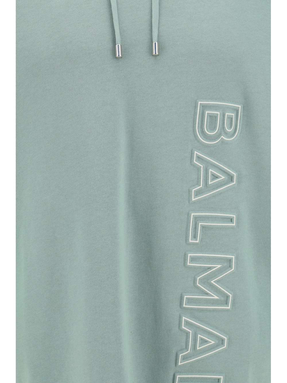 Balmain Logo-embossed Cotton Hoodie In Green