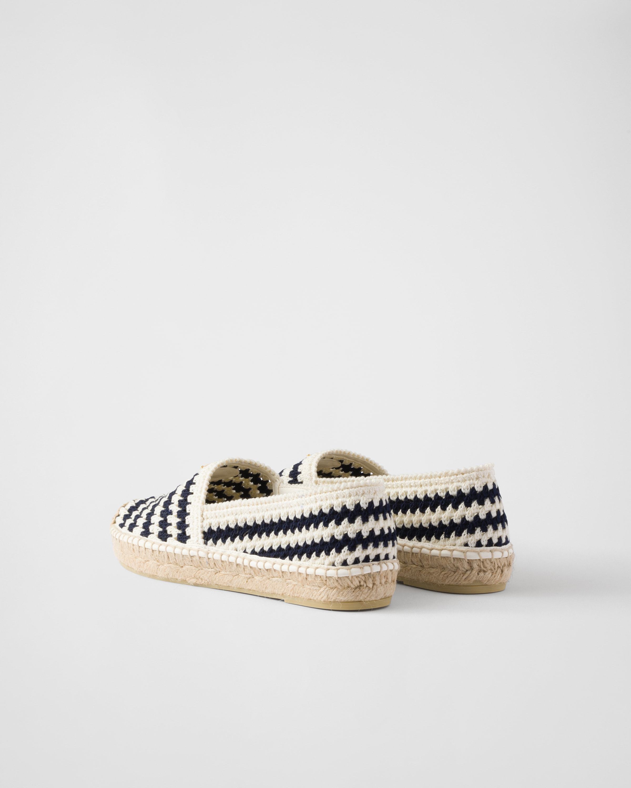 Prada Striped Crochet Espadrilles In Neutral