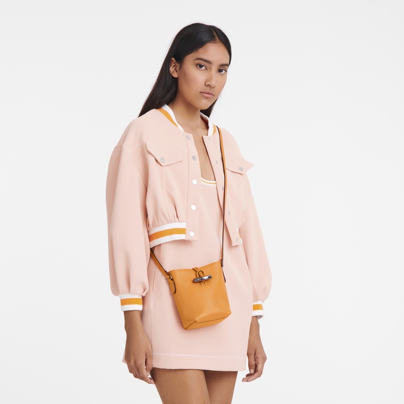 Longchamp Roseau Top Handle Bucket Tote Bag In Orange