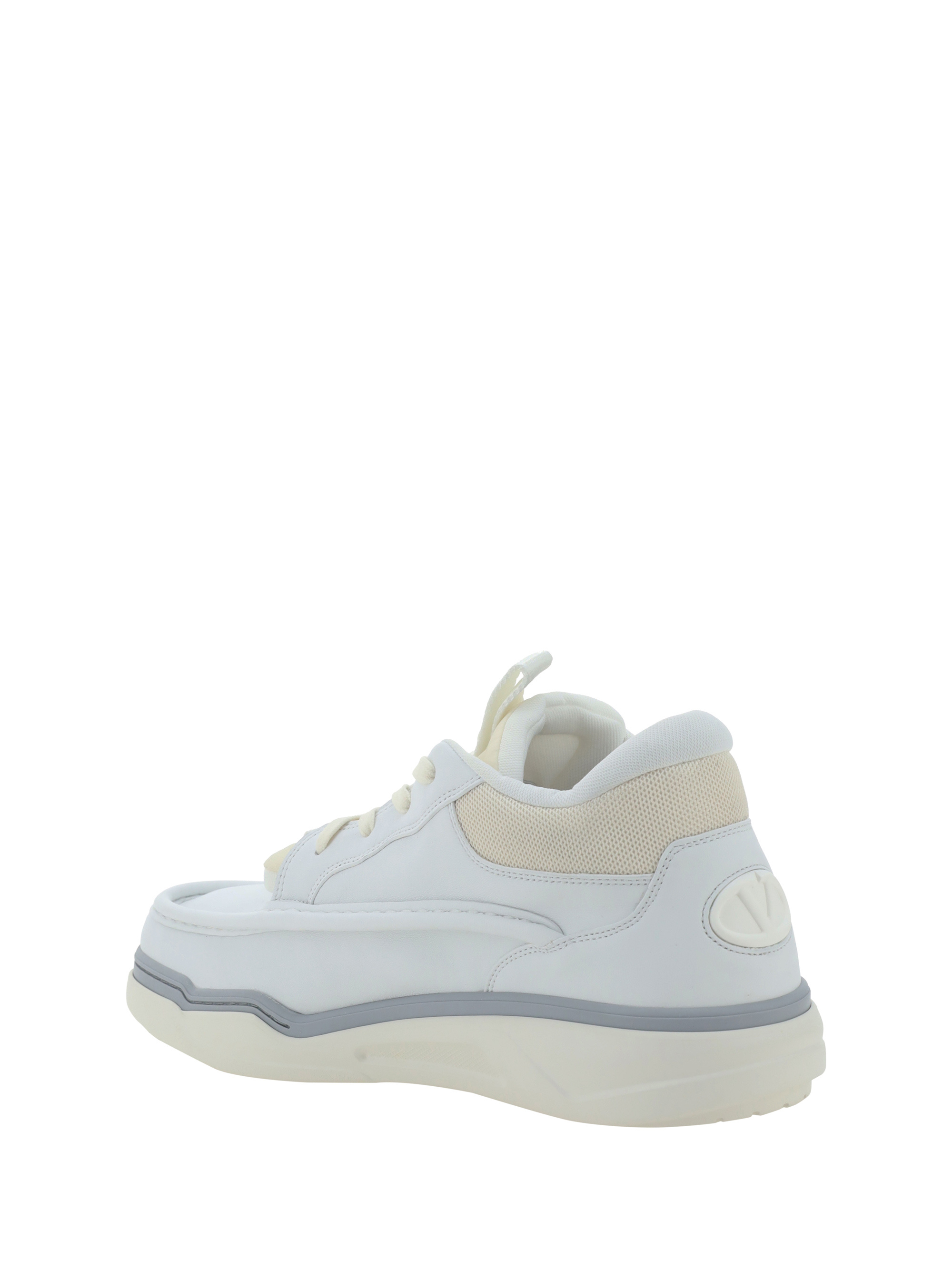 Valentino Calf Leather And Fabric Mid-top Runboot Sneakers In White