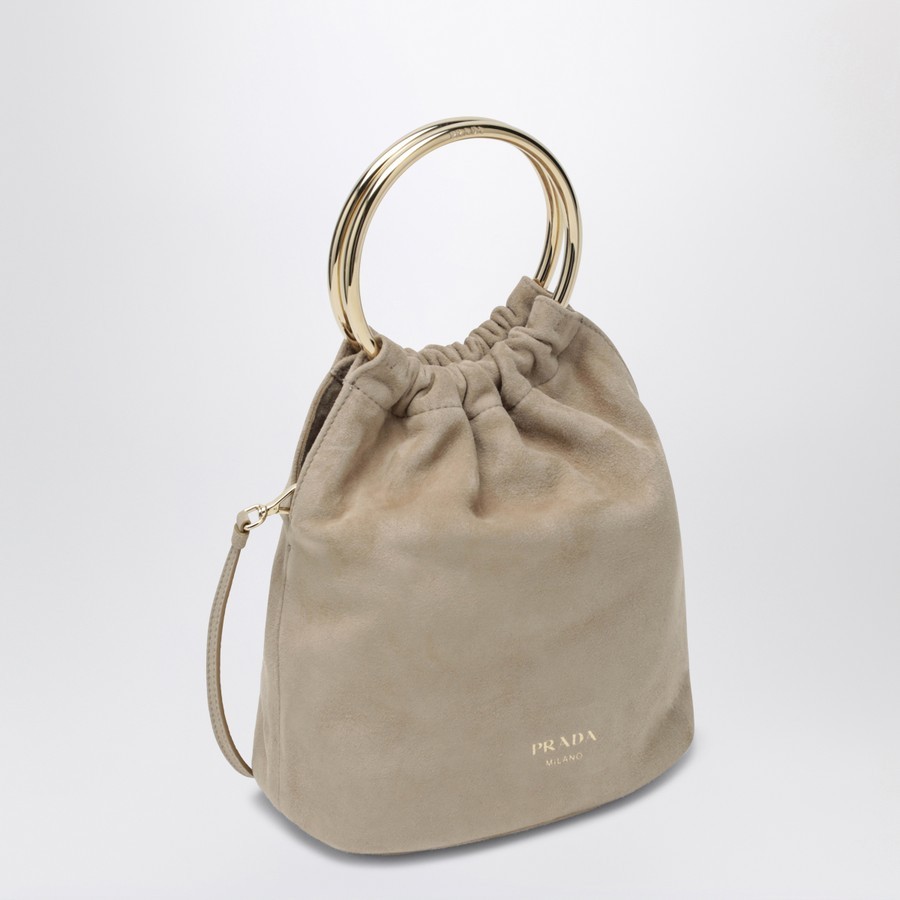 Prada Mini Bucket Bag In Desert Suede
