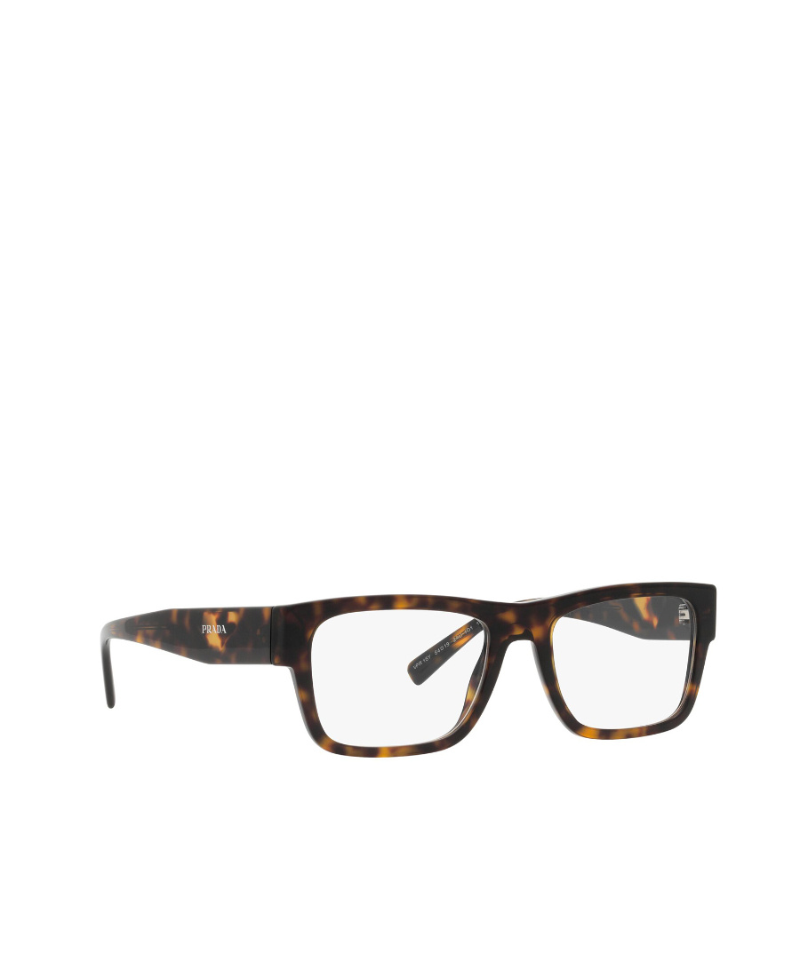 Prada Rectangular Frame Logo Glasses In Brown