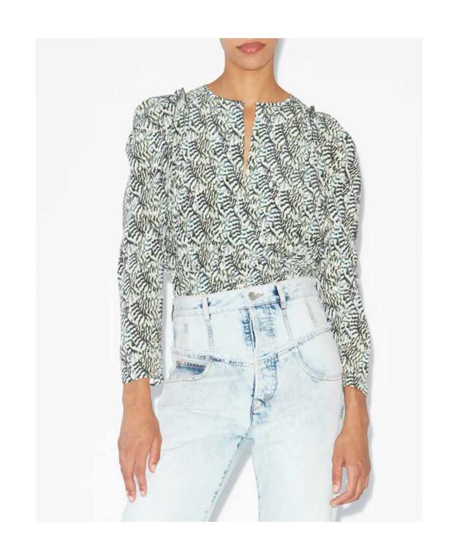 Isabel Marant Long-sleeved Printed Shirt In Gray