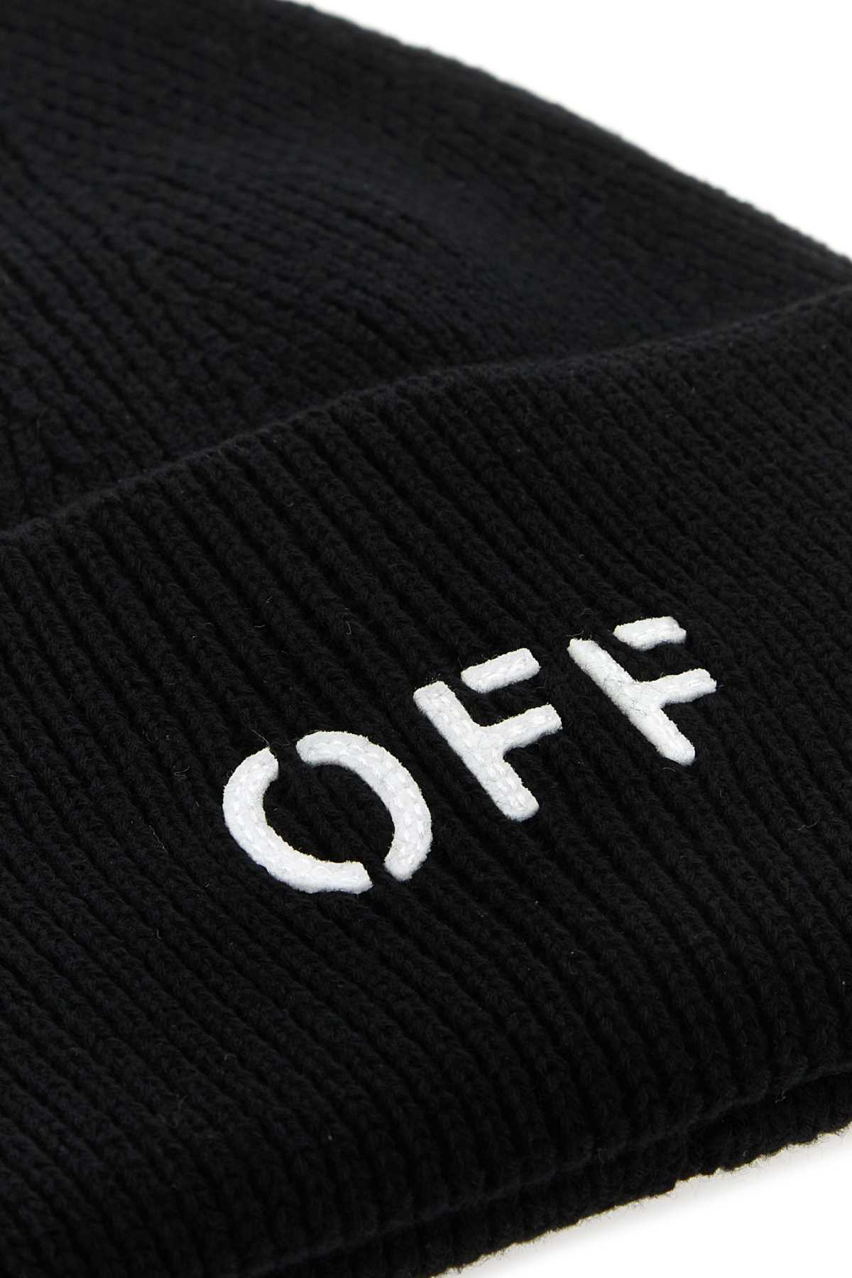 Off-white Logo-embroidered Beanie In Black