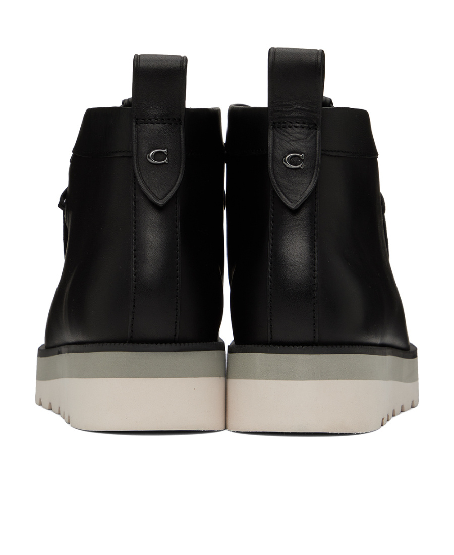 Coach Signature Logo-jacquard Leather Boots In Black