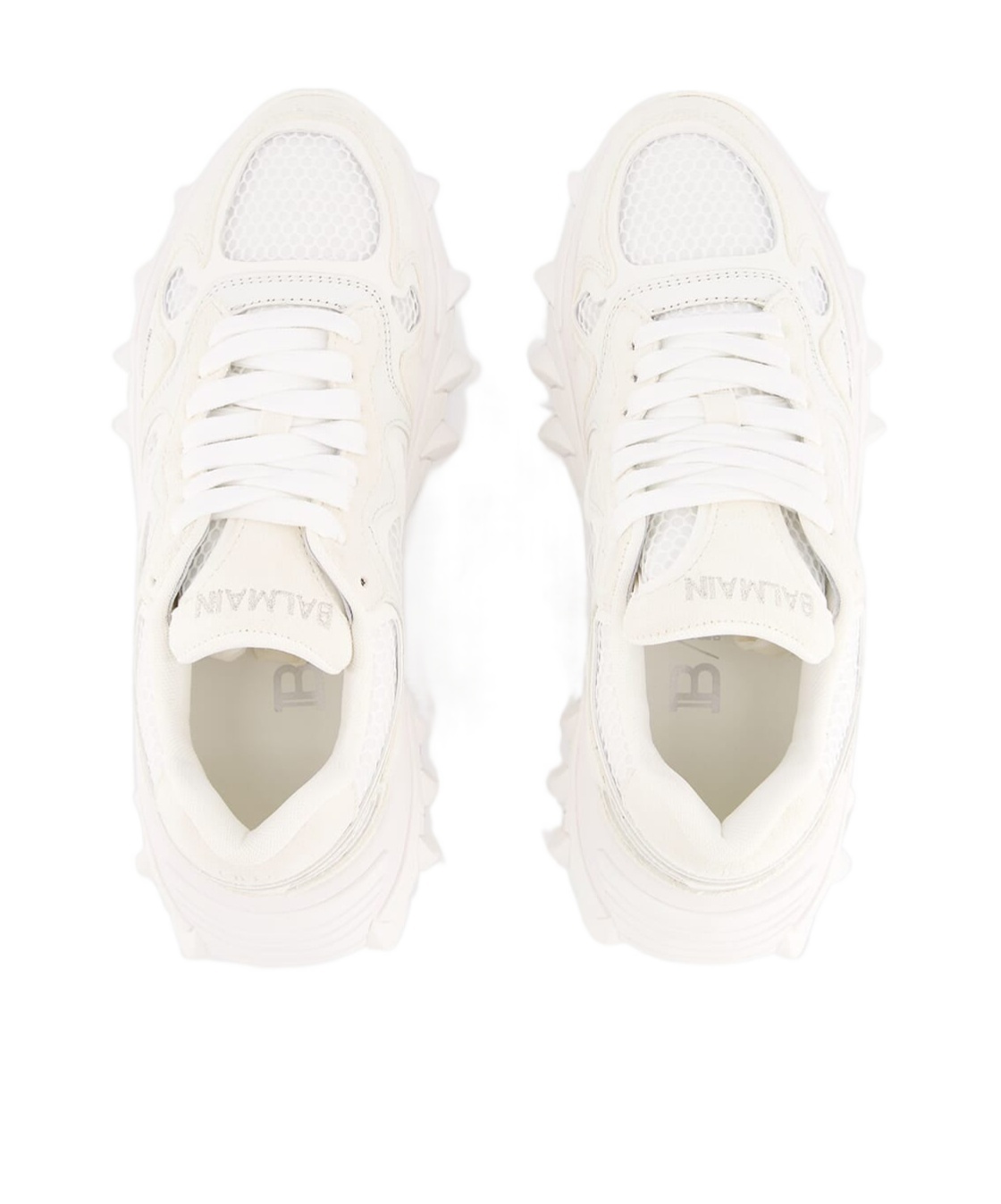 Balmain B-east Leather And Mesh Sneakers In White