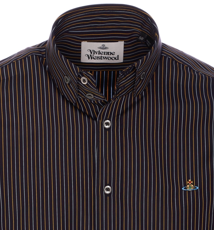 Vivienne Westwood Striped Shirt With Button-down Collar And Cuffs In Black