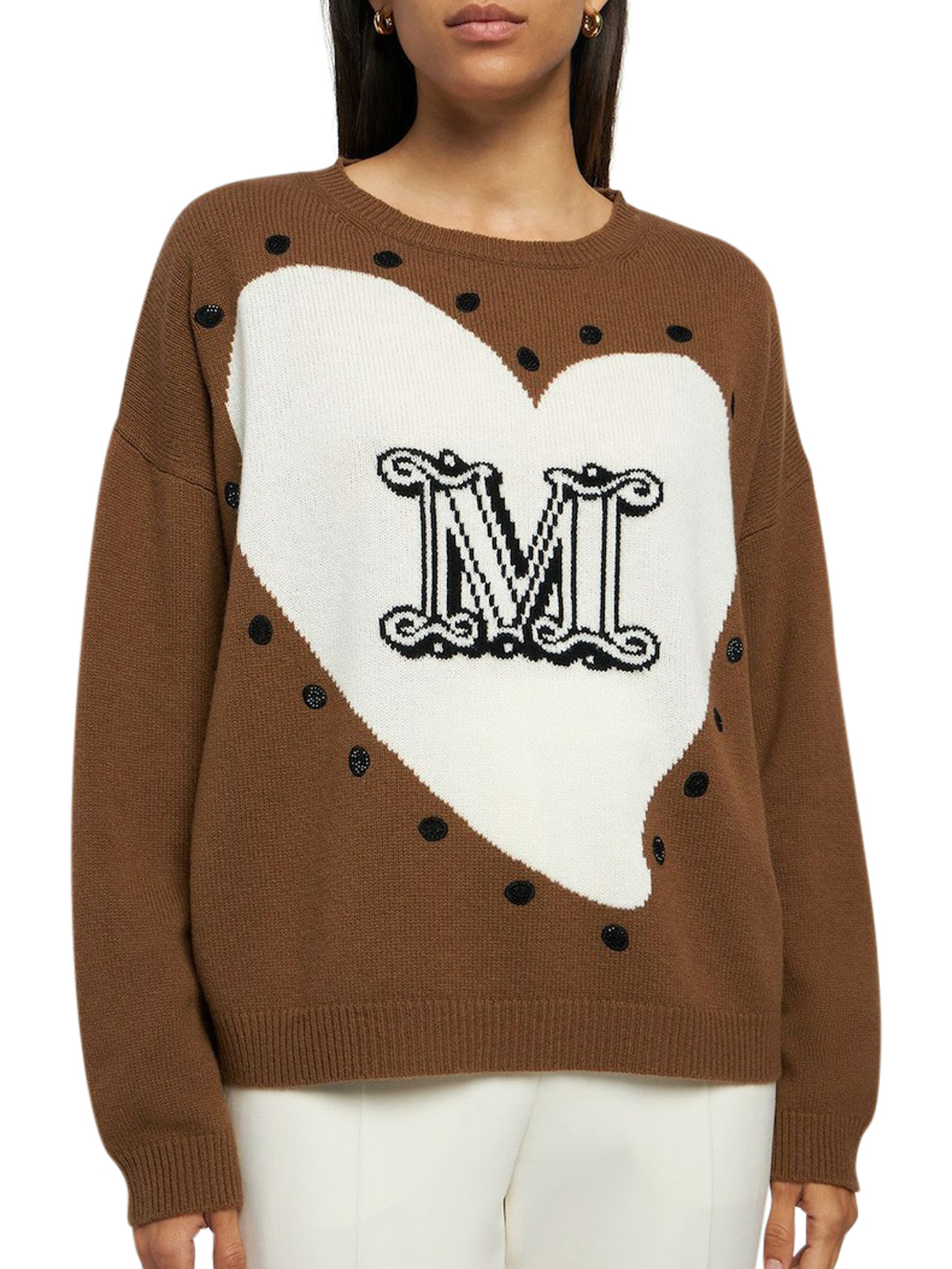 Max Mara Long-sleeved Knitted Sweater In Brown