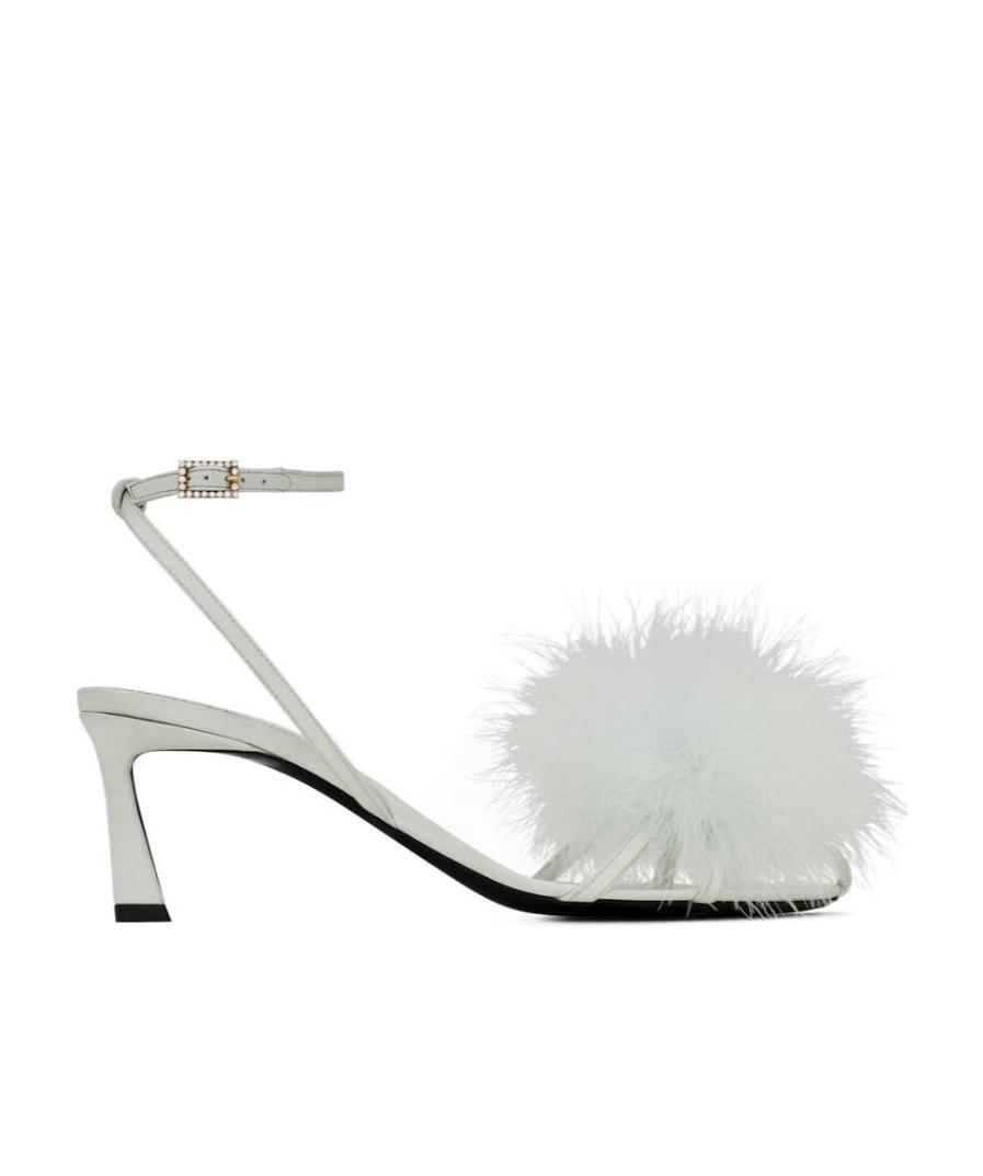 SAINT LAURENT MAE MULES IN CREPE SATIN WITH FEATHERS