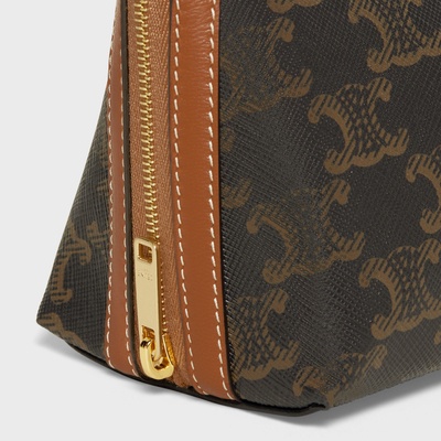 CELINE CLUTCH WITH CHAIN IN TRIOMPHE CANVAS AND LAMBSKIN