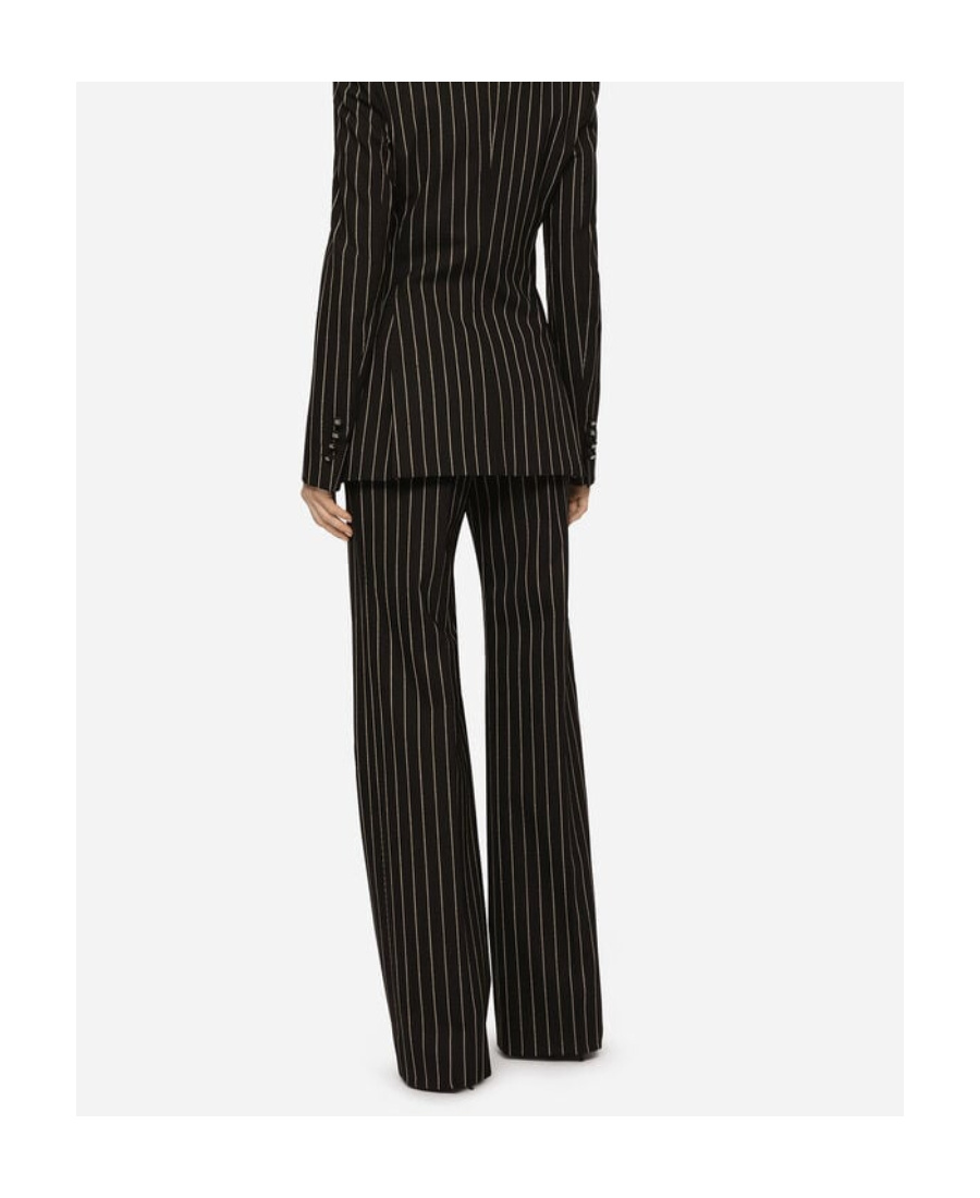Dolce & Gabbana Pinstripe Wool Palazzo Pants In Black