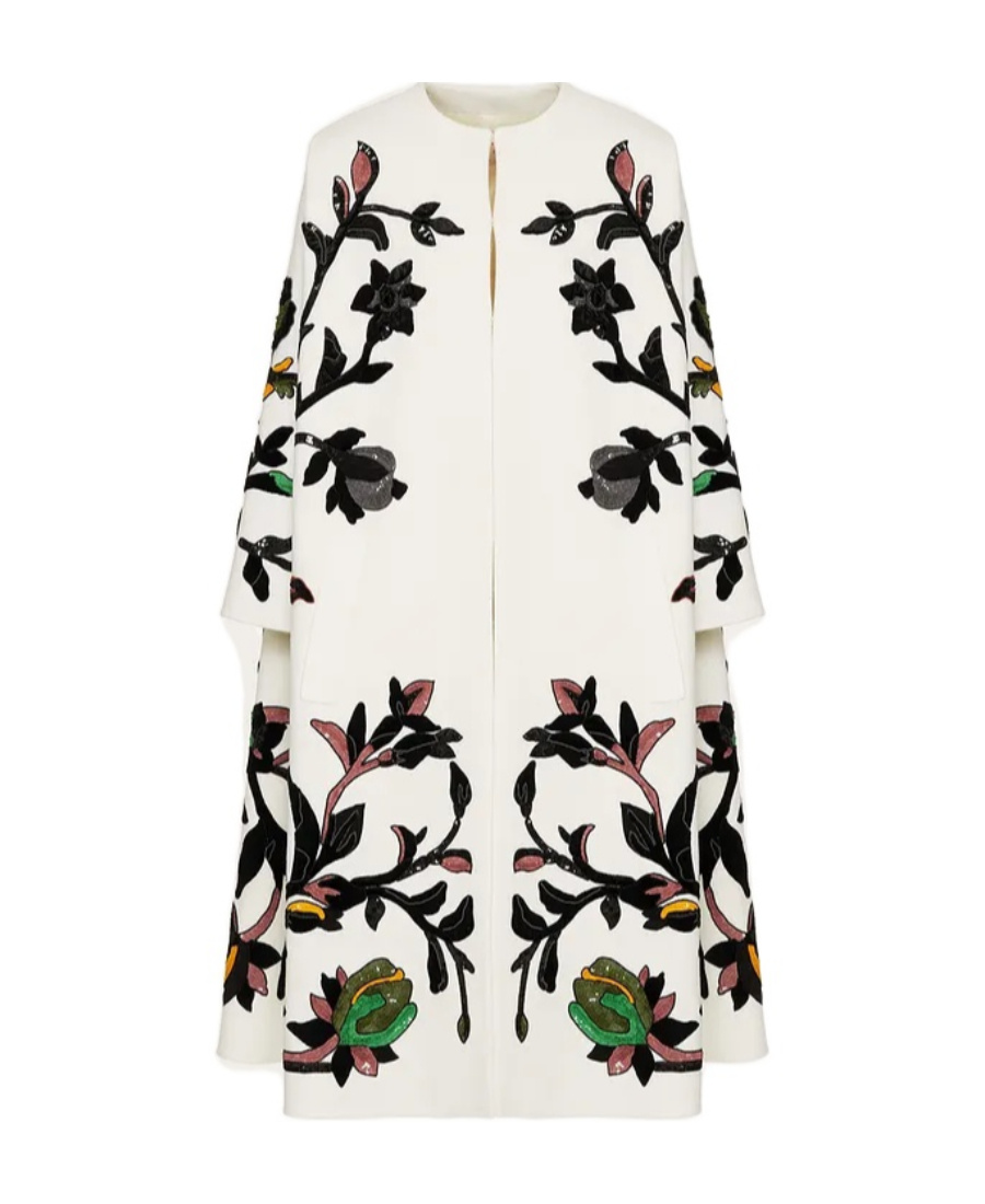 Valentino Embroidered Coat In White