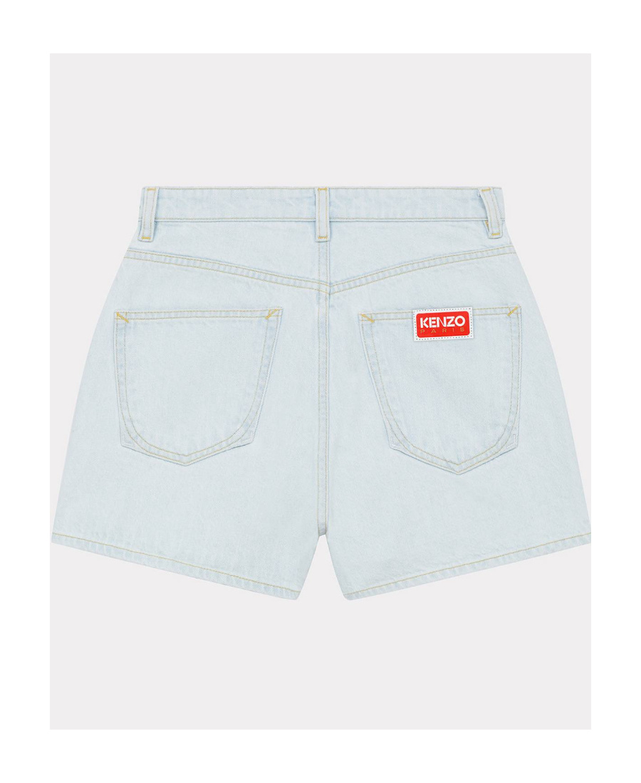 Kenzo Logo Denim Shorts In White
