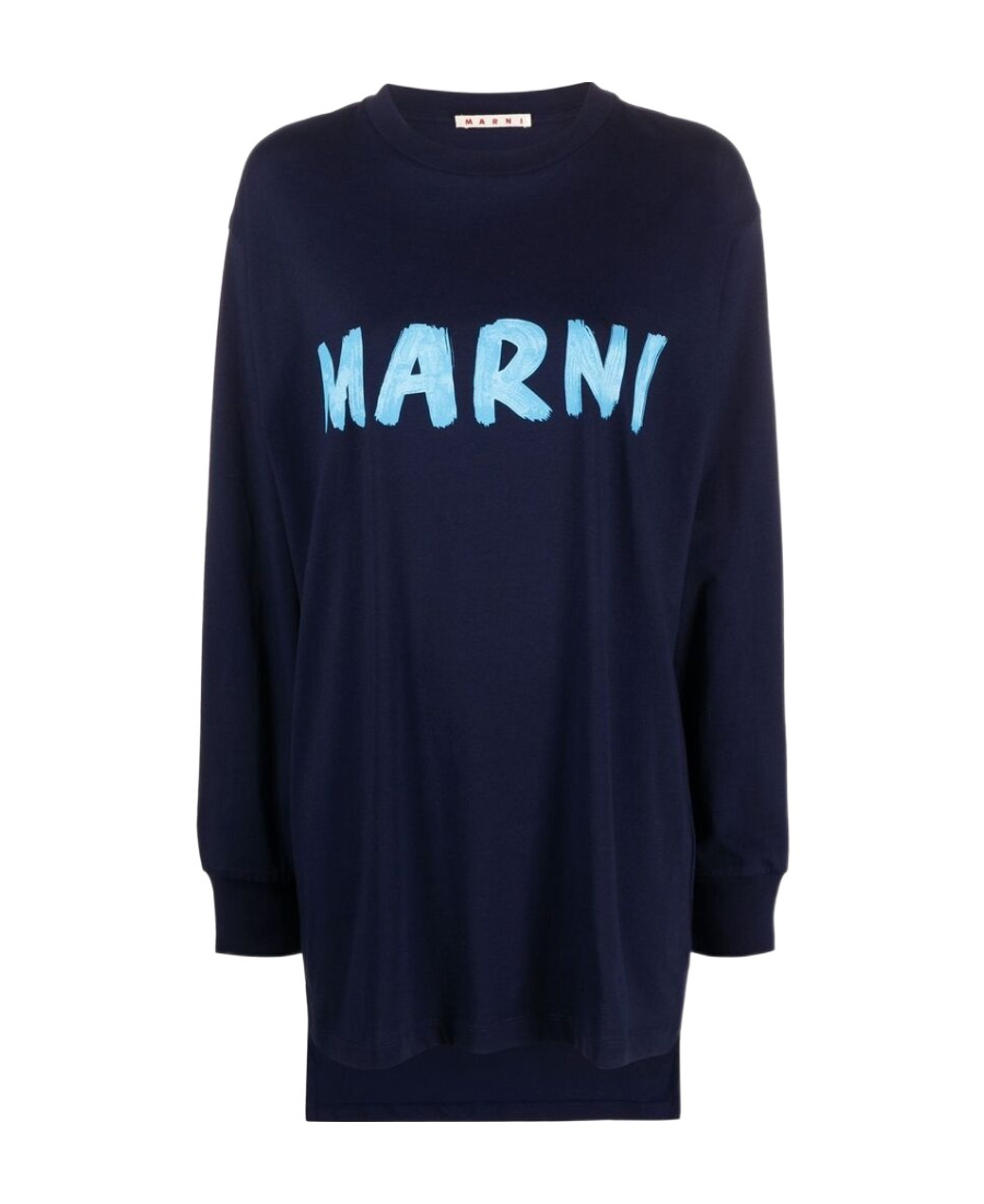 Marni Logo-print Long Sweatshirt Top In Black