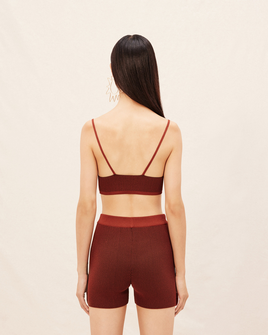 Jacquemus Pralu Logo-embellished Cropped Top In Brown