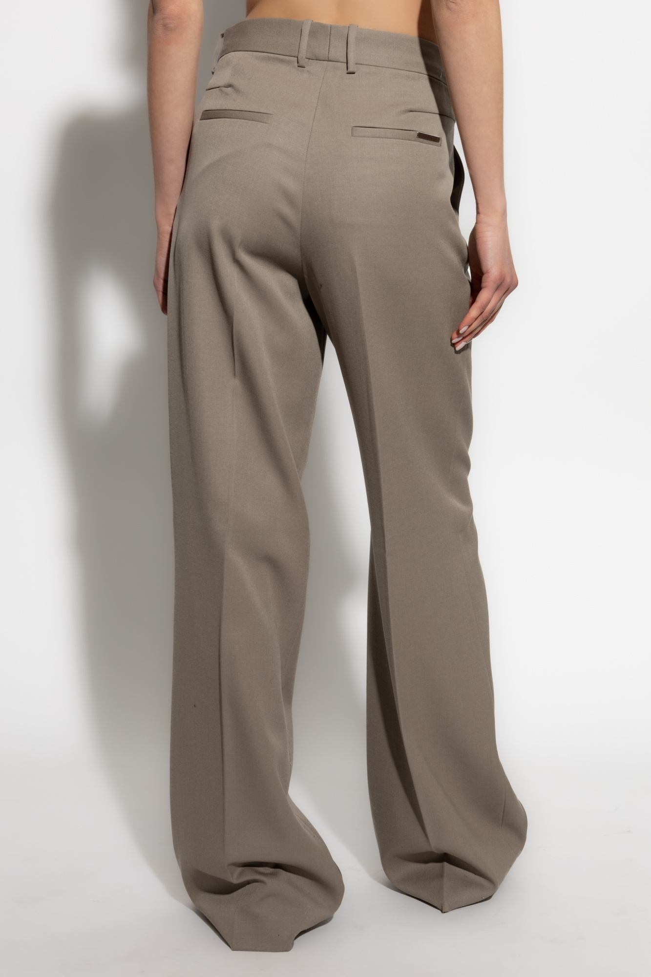 Attico Virgin-wool Palazzo Pants In Gray