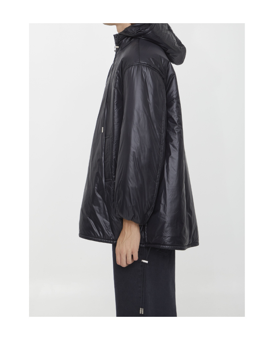 Saint Laurent Cassandre Oversized Hooded Coat In Black