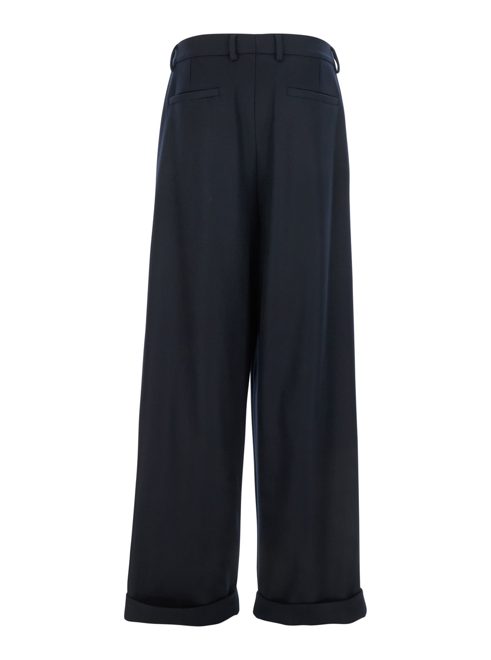 Dolce & Gabbana Black Wool Wide-leg Pant In Blue