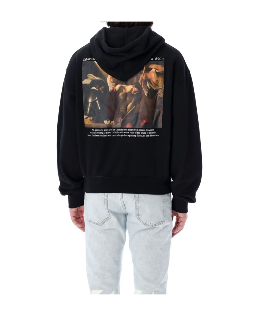 Off-white Off- Brushed Cotton Skate Fit Tattoo Arrow Men's Hoodie In Black