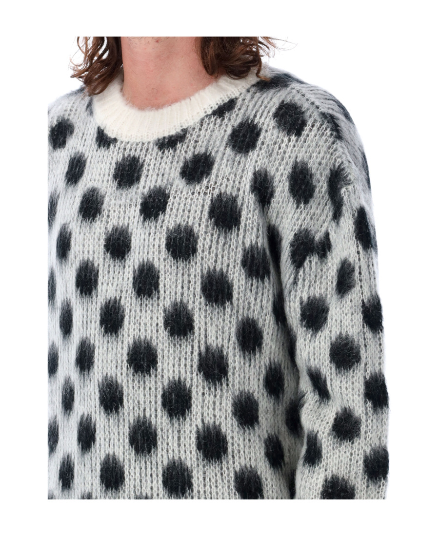 Marni Polka Dot Crewneck Sweater In Gray