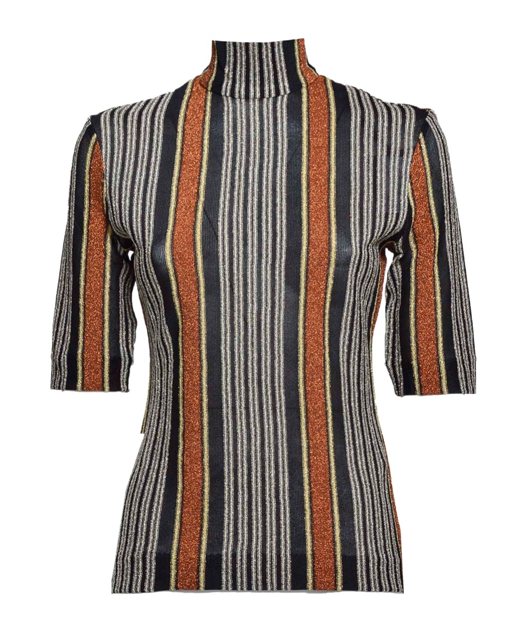 Missoni Striped Short-sleeve Jumper In Gray