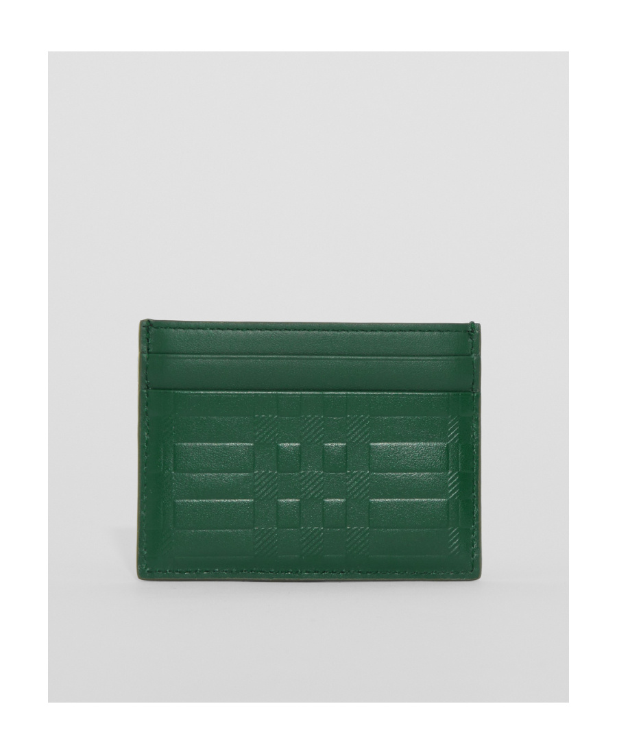 Burberry Checked Embossed Card Holder In Green