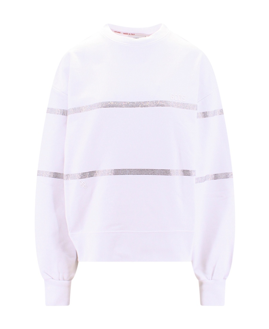 Gcds Cotton Sweatshirt With Frontal Logo Patch In White