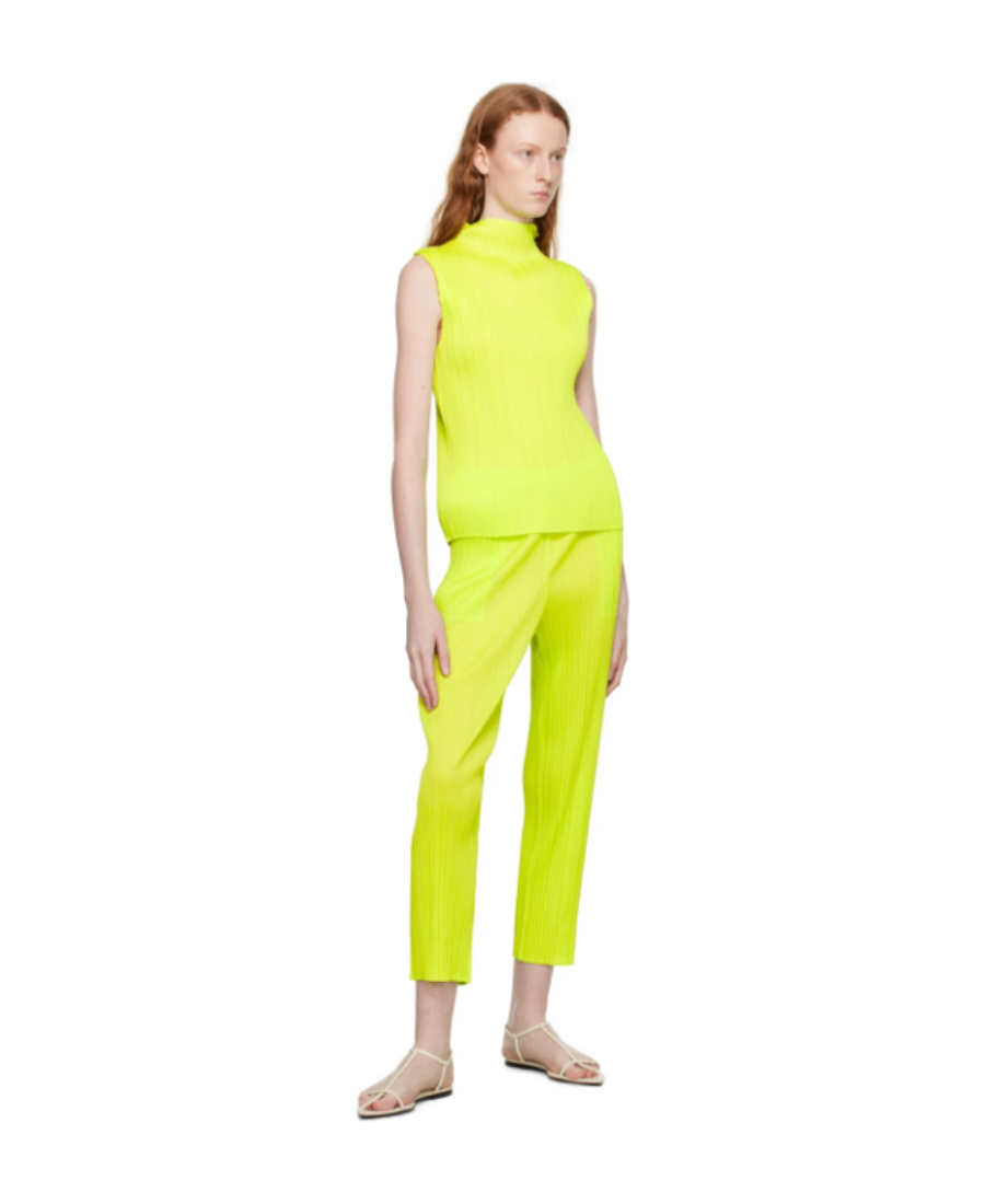 Shop Issey Miyake Pleated Casual Pants In Yellow