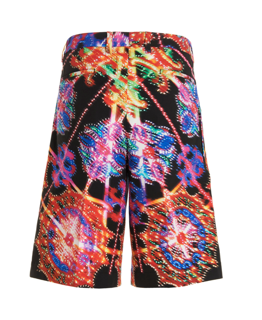 Dolce & Gabbana Multicolor Bermuda Shorts With All-over Hawaiian Print And Drawstrig In Silk Man In Multicolor